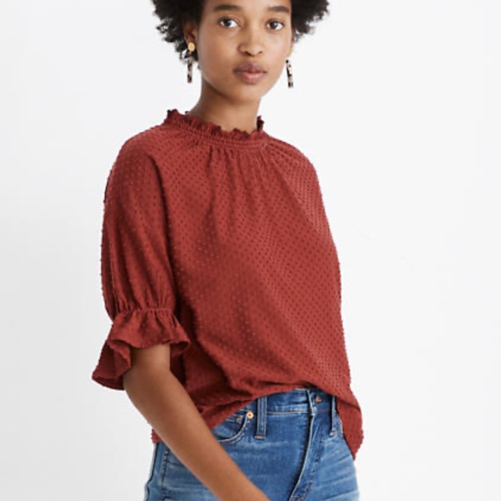 Madewell Clipdot Ruffle Top